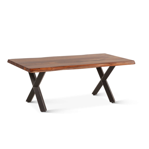 Brisbane 46" Sheesham Wood and Iron Coffee Table, Natural