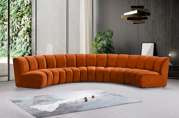 Lynda 5pc. Modular Sectional In Cognac Velvet