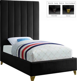 Glenda Twin Bed In Black Velvet