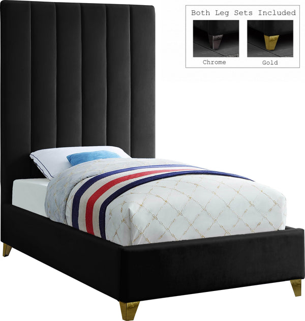Glenda Twin Bed In Black Velvet
