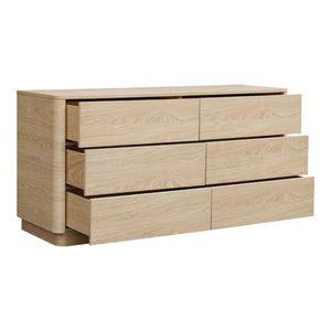Moe's Round Off Six-Drawer Light Oak Dresser