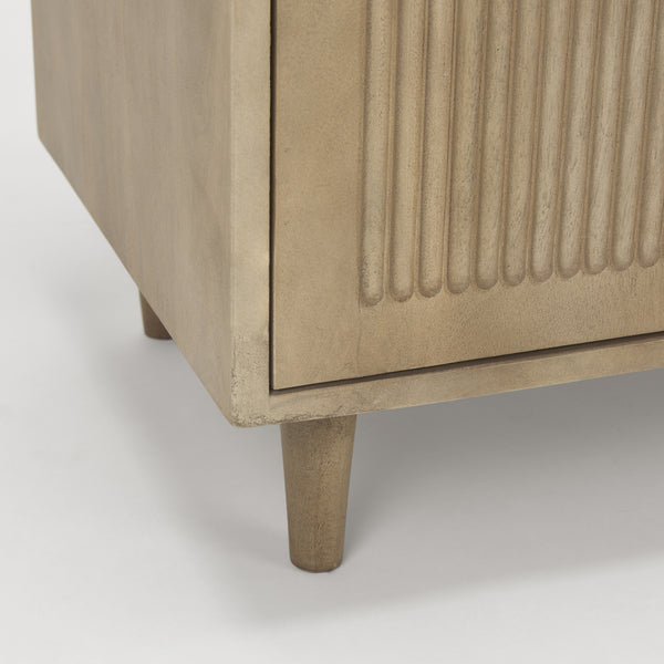 Tucker Light Brown Wood w/ Carved Arch Pattern 2 Door Accent Cabinet
