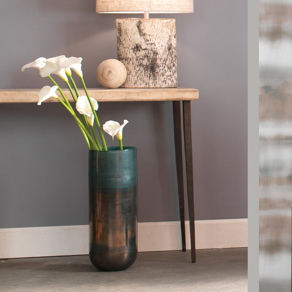 Vapor Hand Blown Decorative Glass Vase, Aqua