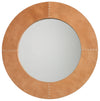Round Cross Stitch Round Wall Mirror, Buff Leather