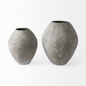 Gobi 20L x 23H Small Tan Ceramic Oval Vase