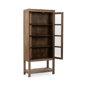 Kharga Reclaimed Wood Tall Cabinet with Glass Doors