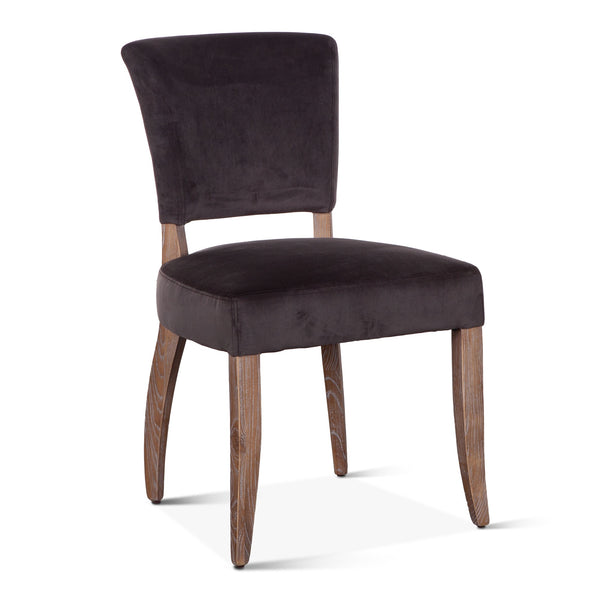 Mindy Side Chair in Asphalt Velvet with Napolean Leg