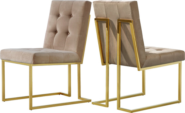 Benny Dining Chair In Beige Velvet