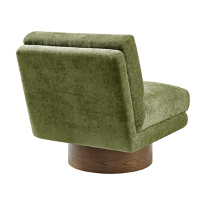 Zenda Chenille Swivel Accent Chair w/ Wooden Base, Millburry Green
