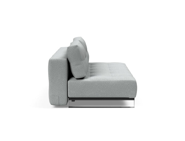 SUPREMAX D.E.L. SLEEPER SOFA in MELANGE LIGHT GREY FABRIC WITH Chrome legs 538