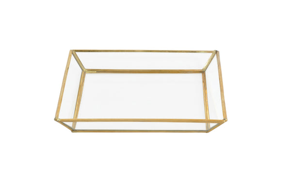 Brass & Glass Tray Square Large
