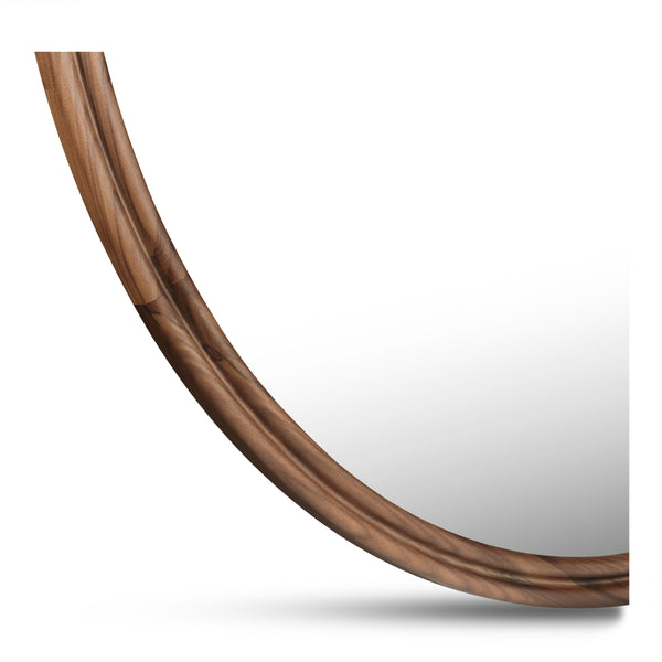 Alcott Large Round Mirror in Walnut