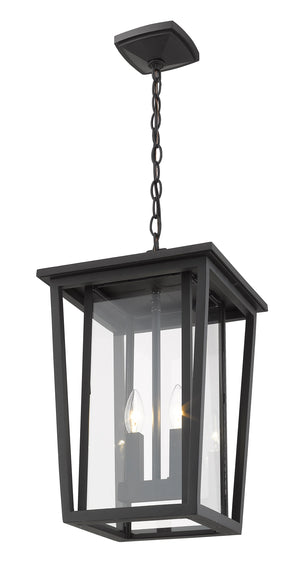 Seoul 2 Light Outdoor Chain Mount Ceiling Fixture in Black Finish