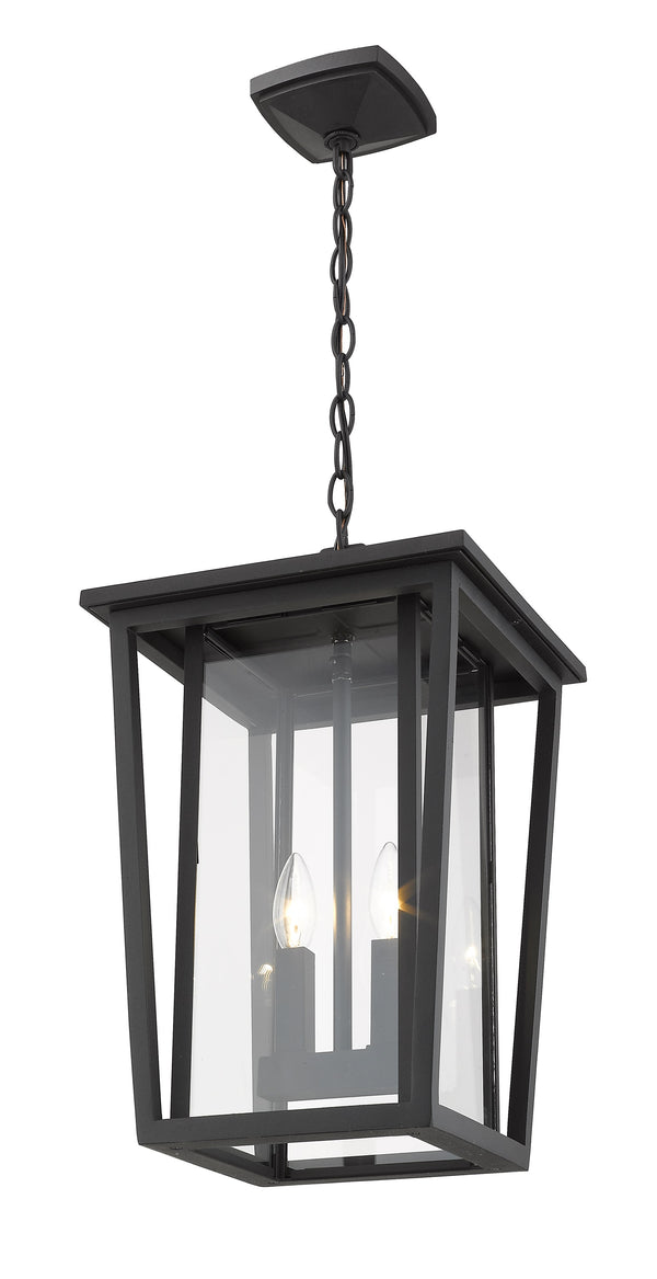 Seoul 2 Light Outdoor Chain Mount Ceiling Fixture in Black Finish