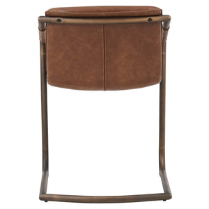 Indy Side Arm Chair Rubbed Gold Frame In Antique Cigar Brown