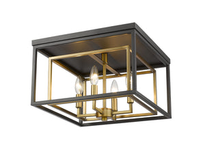 Euclid 4 Light Flush Mount in Olde Brass + Bronze Finish