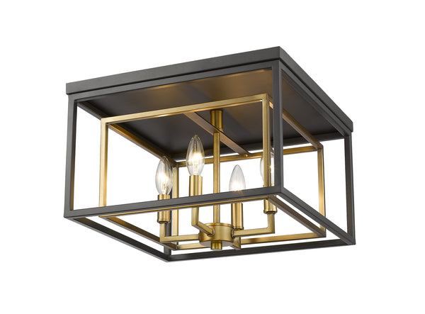 Euclid 4 Light Flush Mount in Olde Brass + Bronze Finish