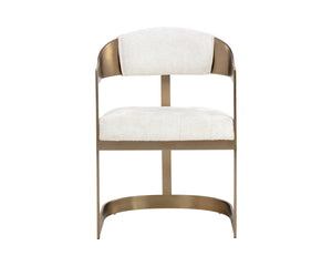 BEAUMONT DINING ARMCHAIR - ANTIQUE BRASS - RHEA LIGHT BARLEY