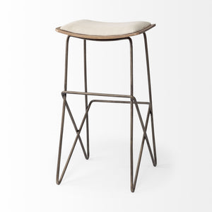 Katniss 30" Total Height Cream Fabric Seat Gold Metal Frame Bar Stool
