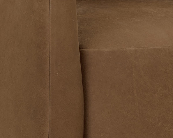 EMILIE SWIVEL LOUNGE CHAIR - NUBUCK CARAMEL LEATHER