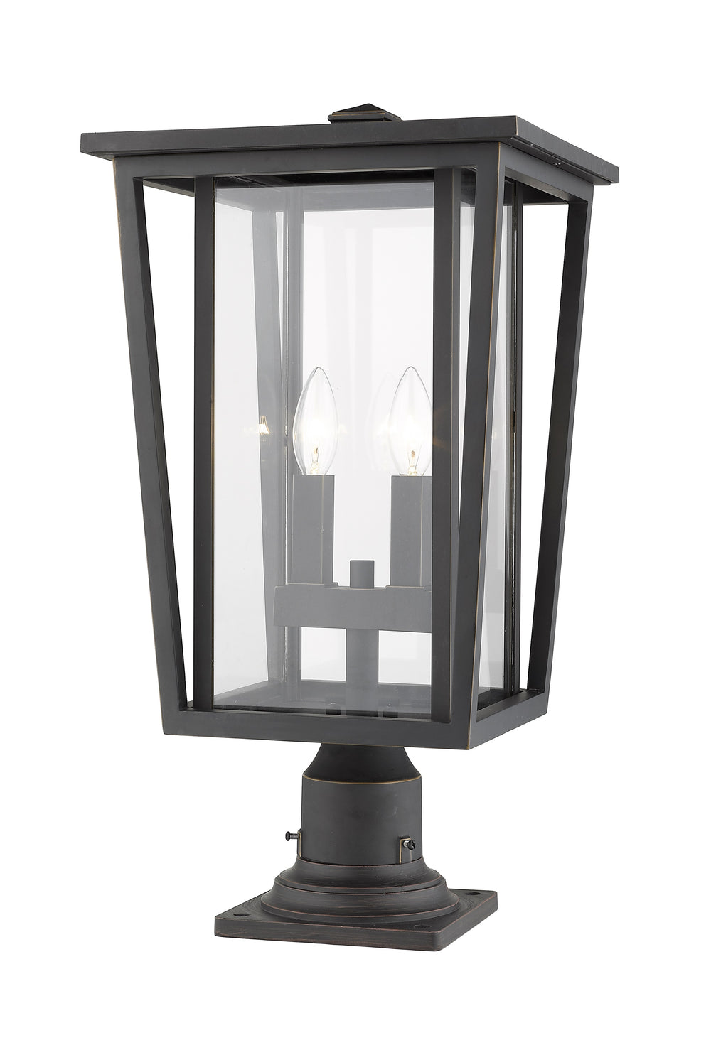 Seoul 2 Light Outdoor Pier Mounted Fixture in Oil Rubbed Bronze Finish