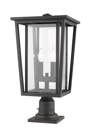 Seoul 2 Light Outdoor Pier Mounted Fixture in Oil Rubbed Bronze Finish