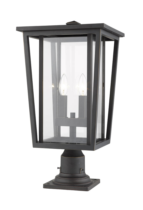 Seoul 2 Light Outdoor Pier Mounted Fixture in Oil Rubbed Bronze Finish