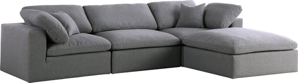 Carmen Cloud Modular Sectional In Grey Linen Fabric