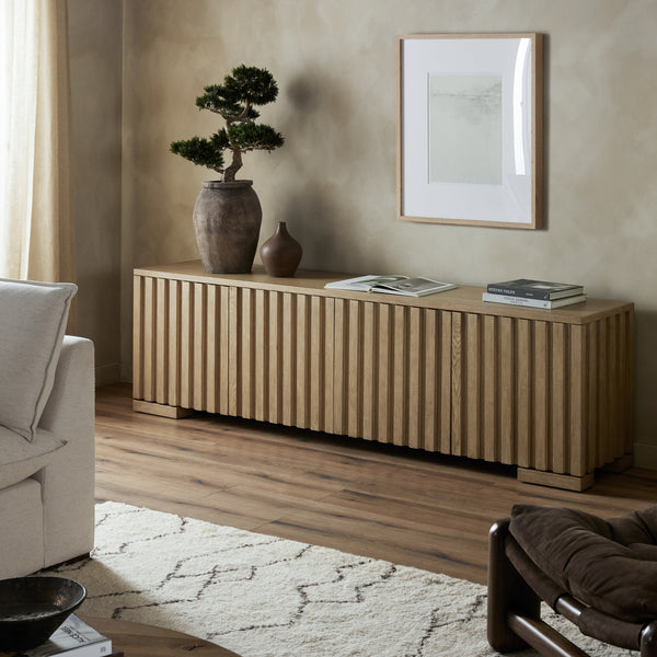 Ramos Media Console in Bleached Oak'
