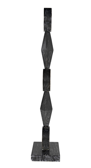 Totem Mindi Wood Sculpture in Cinder Black Finish