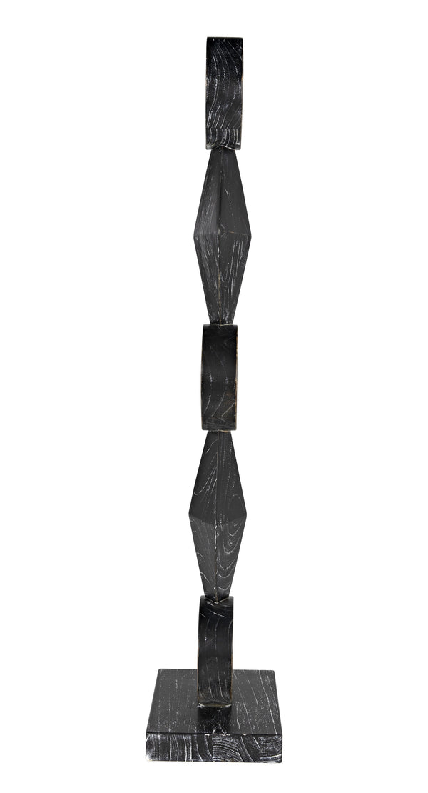 Totem Mindi Wood Sculpture in Cinder Black Finish