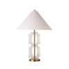 DOUBLE STACKED ACRYLIC SQUARE TABLE LAMP WITH ANTIQUE BRASS PARTS