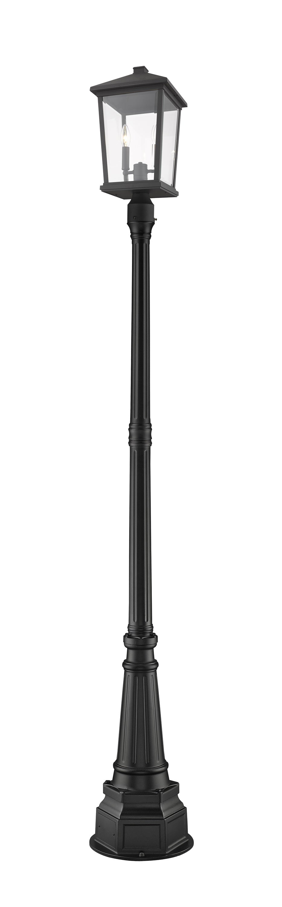 Beacon 2 Light Outdoor Post Mounted Fixture in Black Finish