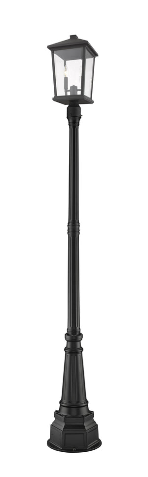 Beacon 2 Light Outdoor Post Mounted Fixture in Black Finish
