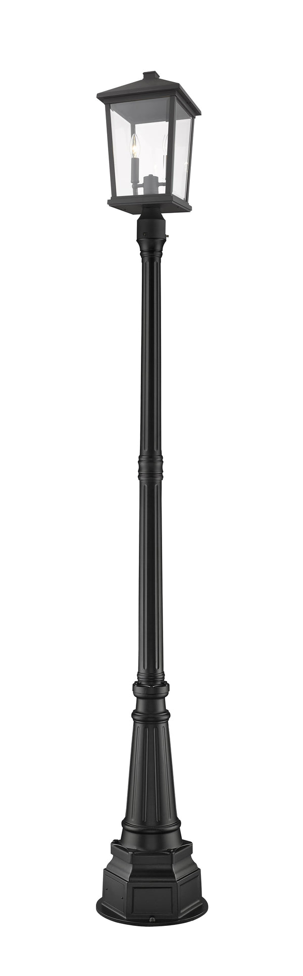 Beacon 2 Light Outdoor Post Mounted Fixture in Black Finish