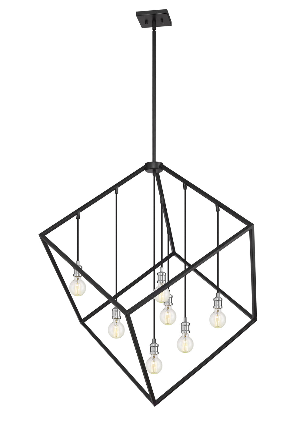 Vertical 7 Light Pendant in Matte Black + Brushed Nickel Finish