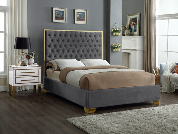 Jared Queen Bed In Grey Velvet