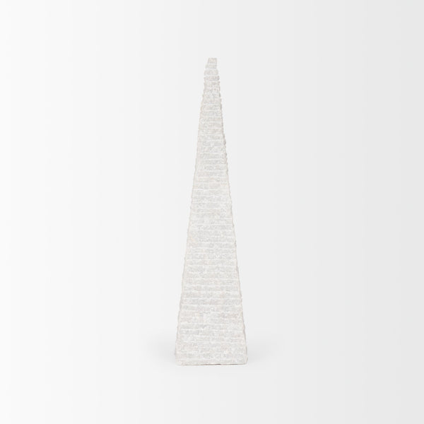 Pyramis White Rough Marble Obelisk 16"