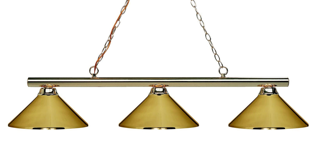 Sharp Shooter 3 Light Billiard Light in Polished Brass Finish