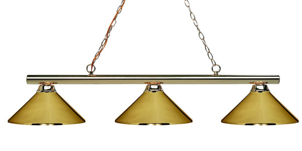 Sharp Shooter 3 Light Billiard Light in Polished Brass Finish