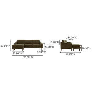 Quinn Sectional Cedar Green with Reversible Chaise