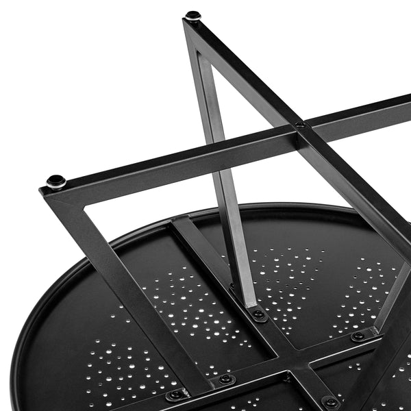 Markle KD Outdoor Metal Round Coffee Table, Metallic Gunmetal