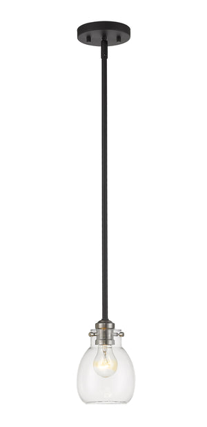 Kraken 1 Light Mini Pendant in Matte Black + Brushed Nickel Finish