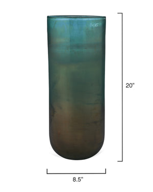 Vapor Hand Blown Decorative Glass Vase, Aqua