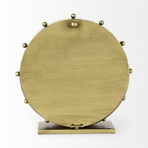 Marian 11.0L x 3.1W x 11.0H Gold Metal W/Studs Round Table Clock