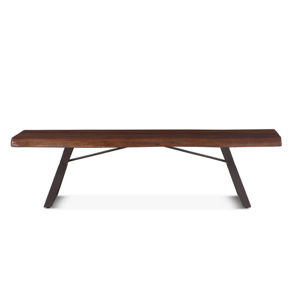 London Loft 72-Inch Acacia Wood Live Edge Dining Bench in Walnut Finish