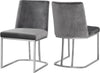 Rick Dining Chair In Grey Velvet and Chrome