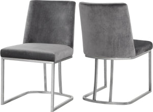Rick Dining Chair In Grey Velvet and Chrome
