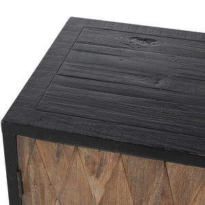 Anton Solid Wood 4Dr Cabinet in Black-Natural Finish