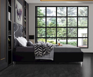 Levi Twin Bed In Black Velvet